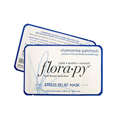 Aromatherapy Facial Sheet Mask - Hydrating - Essential Oils - Stress Relief Chamomile Patchouli (Single) by Florapy Beauty