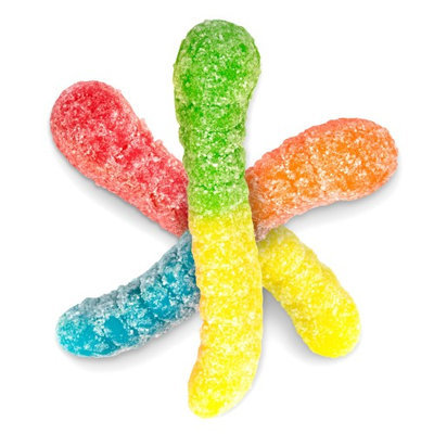 Albanese Assorted Sour Mini Neon Gummi Worms, 5 oz, Gluten Free, Fat Free