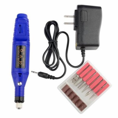 Zodaca Blue Nail Art Drill KIT Electric FILE Buffer Bits Acrylic Portable Salon Machine 6 bit Set