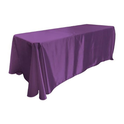 LA Linen TCbridal90X132-PurpleB23 Bridal Satin Rectangular Tablecloth Purple - 90 x 132 in.