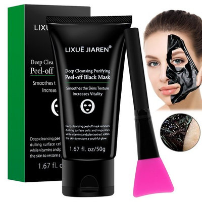 Black Mask, Blackhead Remover Mask, Deep Cleaning Purifying Face Peel off Mask with Bamboo Charcoal for Blackhead, Acne Treatment by Lavrimo- 50g, Pack of 2 (1 Pack)