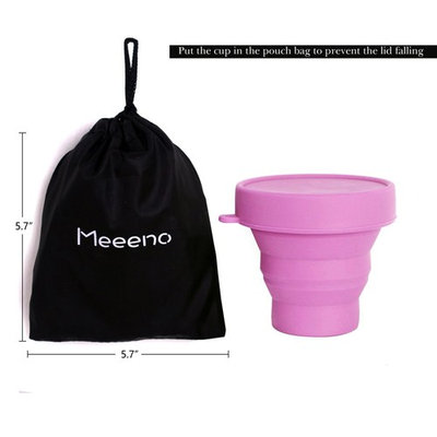 Collapsible Silicone Cup for Menstrual Cup Sterilizing, Reusable Food-Grade Silicone Cup for Camping Hiking Traveling