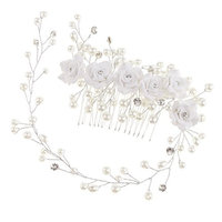 Fityle Chic Flower Pearl Crystal Hair Comb Hair Vine Wedding Bridal Bridesmaid Hair Accessory