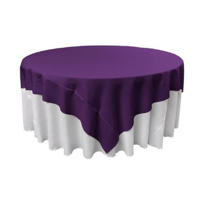 LA Linen TCpop90x90-PurpleP23 Polyester Poplin Square Tablecloth Purple - 90 x 90 in.