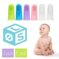 OSLO BABY Finger Toothbrush for Infants & Toddlers, 20% BIGGER for ALL Finger Sizes, Teether and Oral Massager, Set of 3 or 6, FDA-approved food grade silicone, BPA-free, 4 Unique Colors