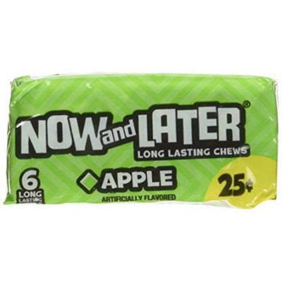 Now and Later Long Lasting Fruit Chews, Apple, 0.93 Oz (Innerpack of 24) (Pack of 24)
