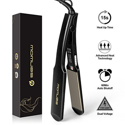 Senwow Professional 1.5 Inch Flat Iron Hair Straightener with Ceramic Plates straighten Adjustable Temperature Instant Heat Up For All Hair Types Dual Voltage Travel Size with Case