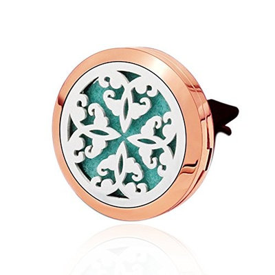 Aromatherapy Car Air Freshener Essential Oil Diffuser Vent Clip Dragonfly Rose Gold Locket
