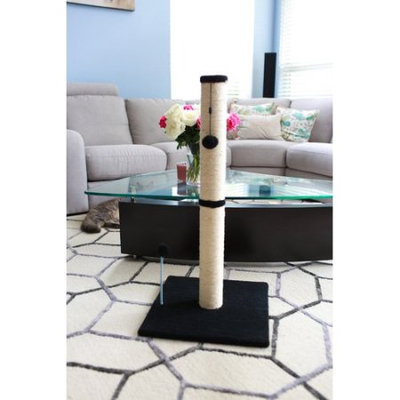 One Source International, Llc 36 inch Sisal Scratching Post (Charcoal Fleece 16x16 Base)