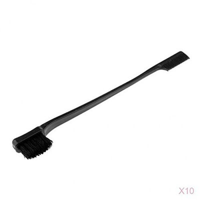 MagiDeal 10 Pieces 7'' Black Beauty Double Sided Edge Control Hair Brush Comb Hair Styling Hairbrush