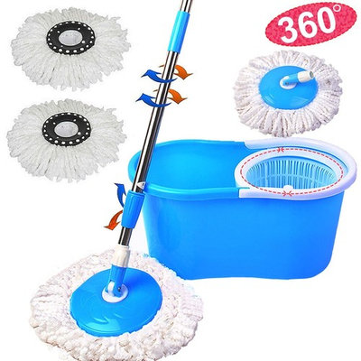Ktaxon Microfiber Magic Mop with Bucket 2 Heads Rotating 360Easy Floor Mop 4 Color