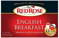 Red Rose English Breakfast Tea - 12 Single Serve Cups