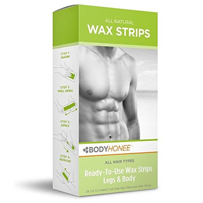 Bodyhonee Hair Removal Wax Strips Legs + Body, 24 Count