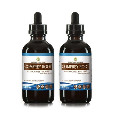 Secrets Of The Tribe Comfrey Root Tincture Alcohol-FREE Extract, Organic Comfrey (Symphytum Officinale) Dried Root 2x4 oz
