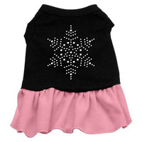 Mirage Pet Products Snowflake Rhinestone 16-Inch Pet Dress, X-Large, Black with Pink