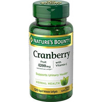 5 Pack Nature's Bounty Cranberry Fruit 4200 mg, Plus Vitamin C Softgels 120 Each