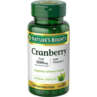 5 Pack Nature's Bounty Cranberry Fruit 4200 mg, Plus Vitamin C Softgels 120 Each