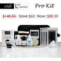 14 in 1 Pro Lash Artist Kit for Professional Salon Semi Permanent Individual Eyelash Extension Training with Glue Adhesive Pre-treatment Eye Pad Tweezers Cosmetic Bag