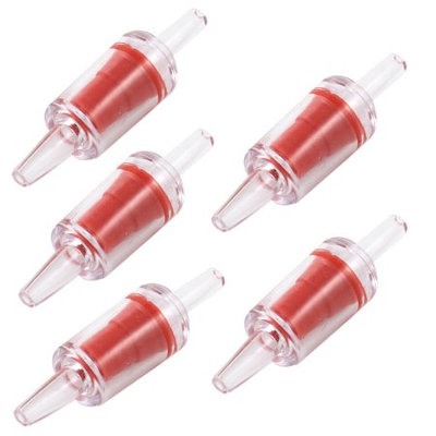 Aquarium Air Pump Co2 Diffuser Red Clear Plastic One Way Check Valves 5 Pcs
