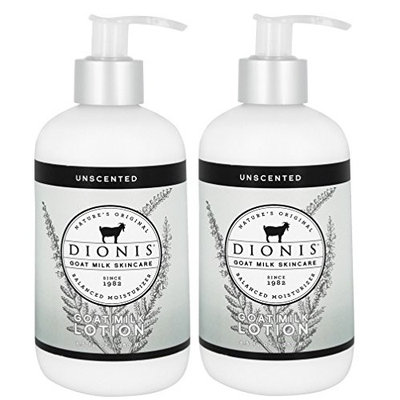 Dionis Unscented Goat Milk Lotion (Pack of 2) with Vitamin E, Goat Milk, Larueth-7 and Glycerin, 8.5 fl. oz.