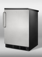 SUMMIT Commercial undercounter refrigerator in black with lock, stainless steel door, TB handle