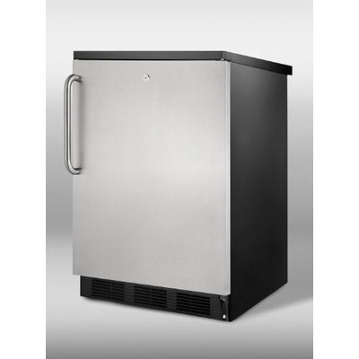 SUMMIT Commercial undercounter refrigerator in black with lock, stainless steel door, TB handle