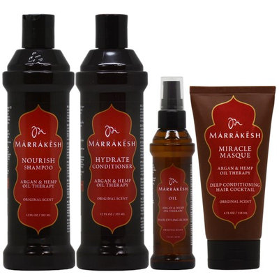 Marrakesh Original Shampoo + Conditioner + Oil 2oz + Miracle Masque 'Set' (Pack of 4)