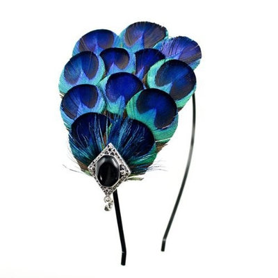 3-in-1 Peacock Feather Removable Adjustable Hairband Hair Clip & Necklace Kit