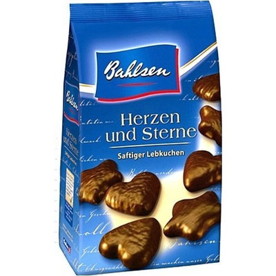 Bahlsen Gingerbread Hearts & Stars Cookies Coated in Chocolate -250 g