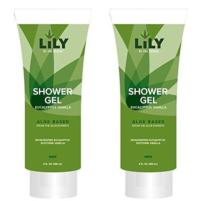 Lily of the Desert Naturals Men's Eucalyptus Vanilla Shower Gel (Pack of 2) With Organic Aloe Vera Leaf, Chamomilla Flower Extract, Eucalyptus Leaf Oil and Vanilla Planifolia, 8 fl. oz. each