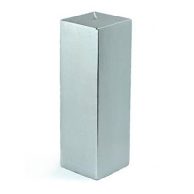 Zest Candle CPZ16212 3 x 9 in. Metallic Silver Square Pillar Candle 12pcsCase Bulk