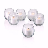 Light In The Dark Clear Glass Hurricane Votive Candle Holders with White Votive Candles (Set of 72)