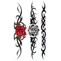 King Horse Waterproof and sweat tattoo sticker sexy red rose Black rose for women
