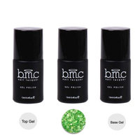 BMC 3pc Green Color Gel Nail Glitter Lacquer w/ Top Base Coat - Woodland Fantasy