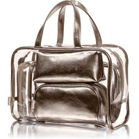 NiceEbag 5 in 1 Cosmetic Bag & Case Portable Carry on Travel Toiletry Bag Clear PVC Makeup Train Case Quart Luggage Pouch Transparent Handbag Beach Tote Bag Organizer for Men and Women