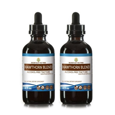 Secrets Of The Tribe Hawthorn Blend Tincture Alcohol-FREE Extract, Organic Hawthorn (Crataegus Laevigata) Dried Leaf, Flower, Berry 2x4 oz