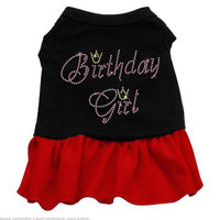 Mirage Pet Products Birthday Girl Rhinestone 16-Inch Pet Dresses, X-Large, Black with Red