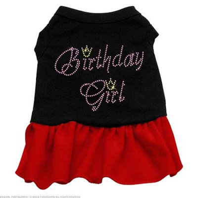 Mirage Pet Products Birthday Girl Rhinestone 16-Inch Pet Dresses, X-Large, Black with Red