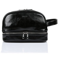 PU Toiletry Bag Men Travel Toiletry Organizer Shaving Dopp Kit For Business Trips (Black)
