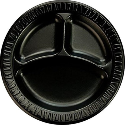 Dcc Concepts DCC 9CPBQR 9 in. 3 Compartment Plate Black