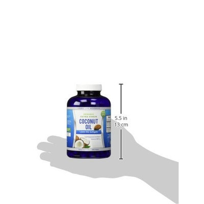 Coconut Oil Capsules - 180 Organic Extra Virgin Softgels 1000 mg - Great Pills for Hair, Skin, Energy and Weight Management