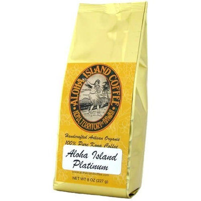 Aloha Island Coffee PLATINUM Organic 100% Pure Kona Coffee, 8 Oz Whole Bean, 8-ounces