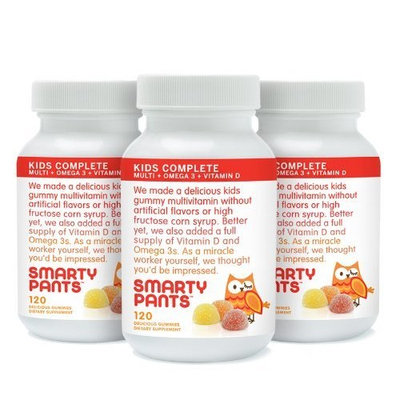 SmartyPants Children's Gummy Multivitamin with Omega-3 and Vitamin-D, 120-Count (Pack of 3)