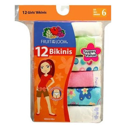 Fruit of the Loom Little Girls' Wardrobe Cotton Bikini, Multi,6 (Pack of 12)