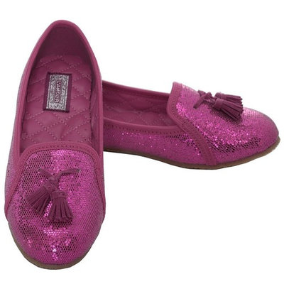 L'Amour Fuchsia Sparkle Tassel Loafer Shoes Girls 11-4