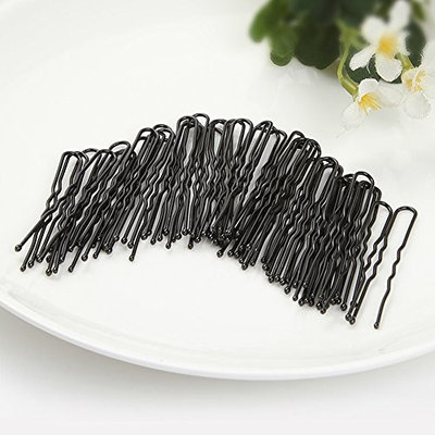 Ragdoll50 Alloy U Hair Pins Hair Grip Clips Kirby Bun Pins, Black, 50Pcs