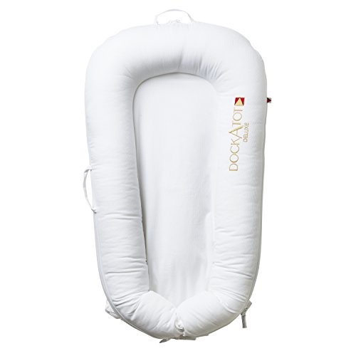 DockATot Deluxe Dock (Pristine White) - The All in One Baby Lounger, Sleep Positioner, Portable Crib and Bassinet - Perfect for Co Sleeping - Breathable & Hypoallergenic - Suitable from 0-8 months