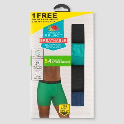 Fruit of the Loom® Men's Select Breathable 2.0 4+1pk Asst Boxer Briefs - L