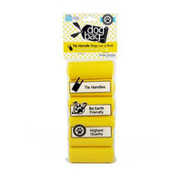 Dog Bag Tie Handle Pet Dispensable Bags on a Roll, Yellow