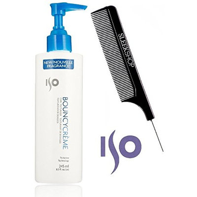 ISO Bouncy Creme CURL TEXTURIZER Curling Cream (with Sleek Steel Pin Tail Comb)